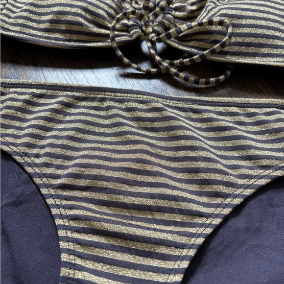 Nautical Metallic Gold Stripe Bikini Set - Picture 7 of 10